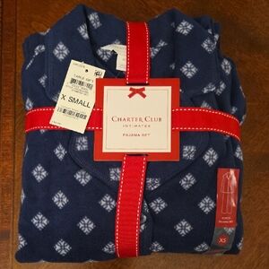 Charter Club Navy Pajama Set with White Accents